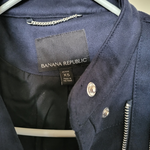 Banana Republic blue suede moto jacket - Picture 2 of 3